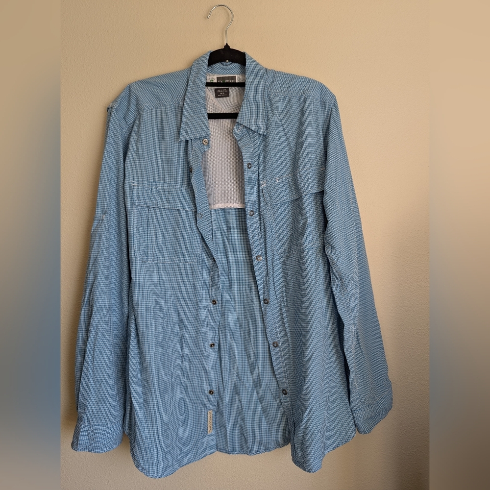 Exofficio Blue Casual Button Down Shirt Relaxed Fit Size M